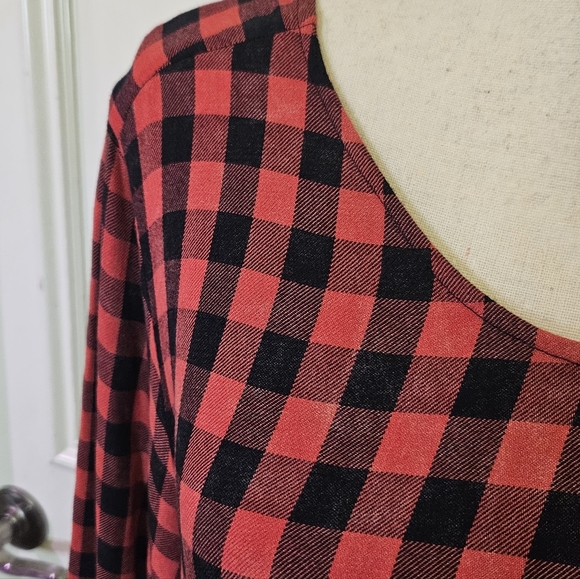Cloth & Stone Red and Black Buffalo Plaid Flutter Sleeve Dress,Large - Picture 12 of 16